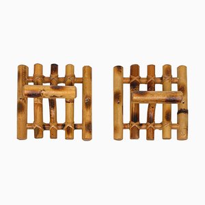 Mid-Century Coat Racks in Bamboo & Rattan, Italy, 1970s, Set of 2-LYQ-1395414