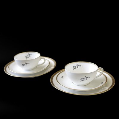 Mid-Century Coffee Cup, Saucer and Small Plate from Karlskrona, Sweden, Set of 3-JKV-1795743