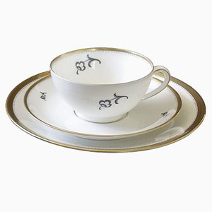 Mid-Century Coffee Cup, Saucer and Small Plate from Karlskrona, Sweden, Set of 3-JKV-1795743