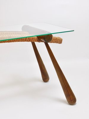 Mid-Century Coffee Occasional Side Table in Maple & Rope by Max Kment, Austria, 1950s-MWV-1706243