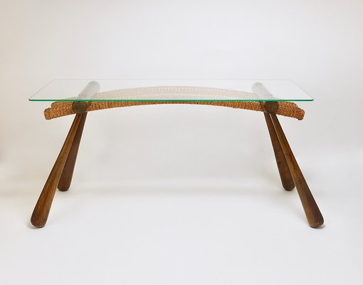 Mid-Century Coffee Occasional Side Table in Maple & Rope by Max Kment, Austria, 1950s-MWV-1706243