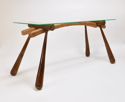 Mid-Century Coffee Occasional Side Table in Maple & Rope by Max Kment, Austria, 1950s-MWV-1706243