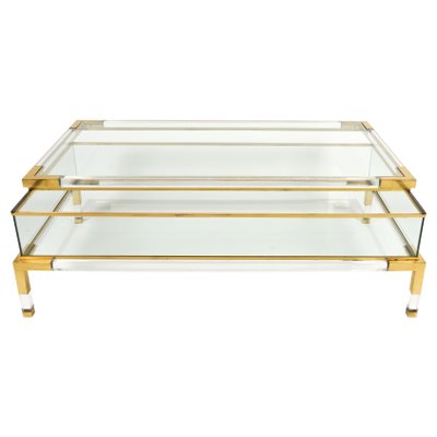 Mid-Century Coffee Table in Brass and Glass by Maison Jansen, 1970s-LYQ-1759976