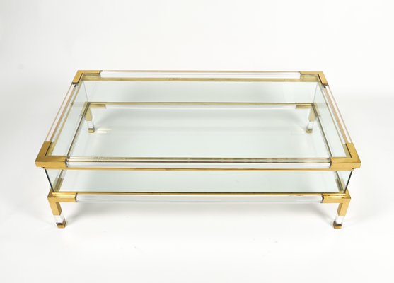 Mid-Century Coffee Table in Brass and Glass by Maison Jansen, 1970s-LYQ-1759976