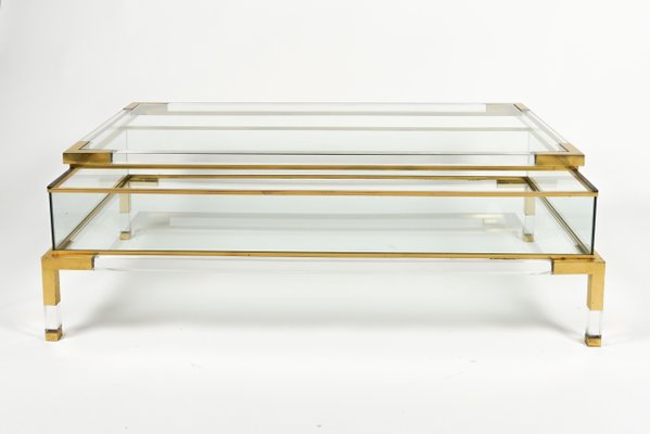 Mid-Century Coffee Table in Brass and Glass by Maison Jansen, 1970s-LYQ-1759976