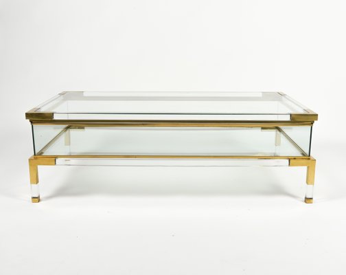 Mid-Century Coffee Table in Brass and Glass by Maison Jansen, 1970s-LYQ-1759976