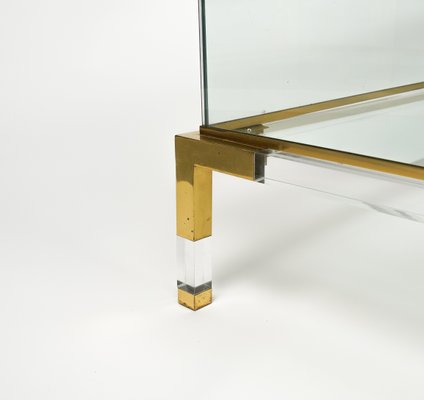 Mid-Century Coffee Table in Brass and Glass by Maison Jansen, 1970s-LYQ-1759976