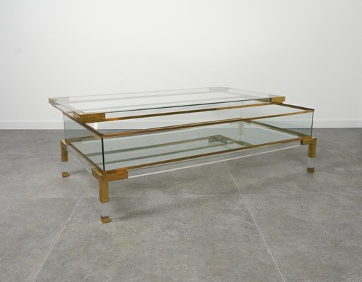 Mid-Century Coffee Table in Brass and Glass by Maison Jansen, 1970s-LYQ-1759976