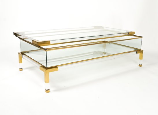 Mid-Century Coffee Table in Brass and Glass by Maison Jansen, 1970s-LYQ-1759976