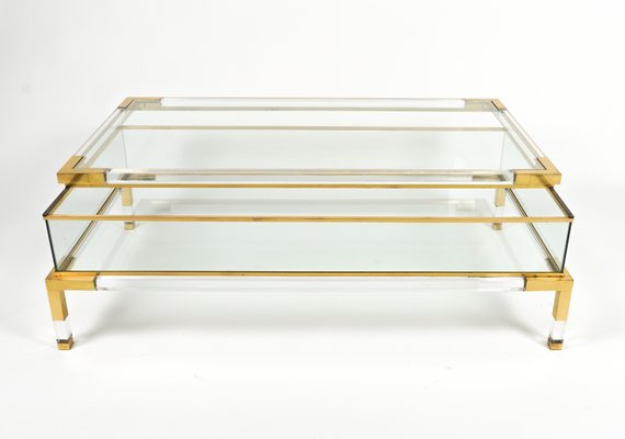 Mid-Century Coffee Table in Brass and Glass by Maison Jansen, 1970s-LYQ-1759976