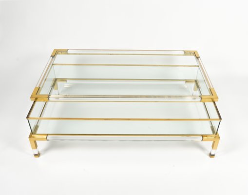 Mid-Century Coffee Table in Brass and Glass by Maison Jansen, 1970s-LYQ-1759976