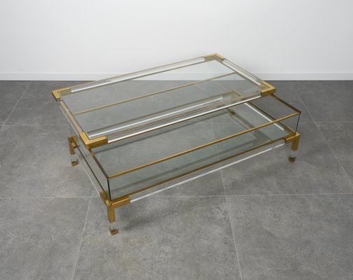 Mid-Century Coffee Table in Brass and Glass by Maison Jansen, 1970s-LYQ-1759976