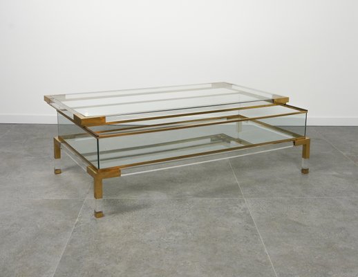 Mid-Century Coffee Table in Brass and Glass by Maison Jansen, 1970s-LYQ-1759976