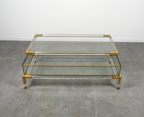 Mid-Century Coffee Table in Brass and Glass by Maison Jansen, 1970s-LYQ-1759976