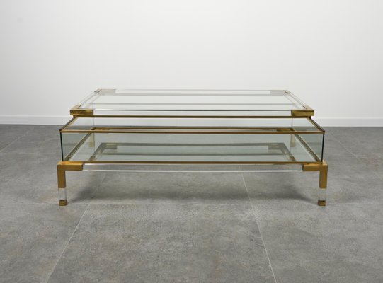 Mid-Century Coffee Table in Brass and Glass by Maison Jansen, 1970s-LYQ-1759976