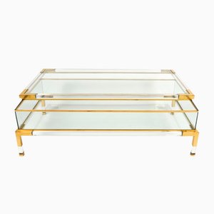 Mid-Century Coffee Table in Brass and Glass by Maison Jansen, 1970s-LYQ-1759976