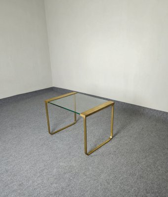 Mid-Century Coffee Table in Brass and Transparent Glass, 1960s-ZST-1731732