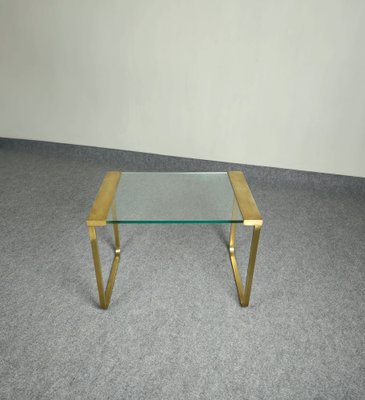 Mid-Century Coffee Table in Brass and Transparent Glass, 1960s-ZST-1731732