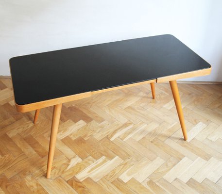 Mid-Century Coffee Table with Black Opaxite Glass Top by Jiri Jiroutek for Cesky Nabytek, 1960s-BAR-1805436