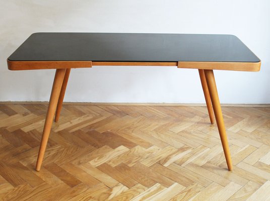 Mid-Century Coffee Table with Black Opaxite Glass Top by Jiri Jiroutek for Cesky Nabytek, 1960s-BAR-1805436