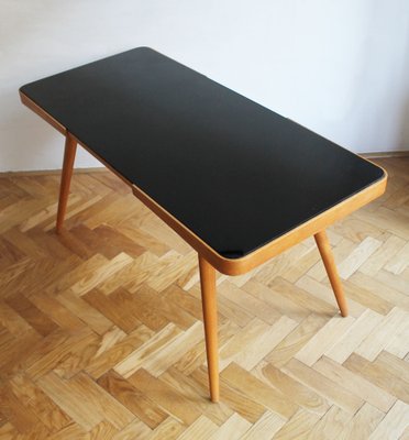 Mid-Century Coffee Table with Black Opaxite Glass Top by Jiri Jiroutek for Cesky Nabytek, 1960s-BAR-1805436