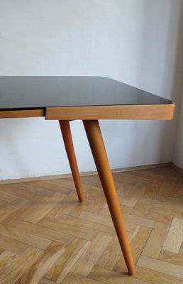 Mid-Century Coffee Table with Black Opaxite Glass Top by Jiri Jiroutek for Cesky Nabytek, 1960s-BAR-1805436