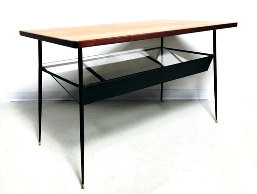 Mid-Century Coffee Table with Magazine Rack, Italy, 1950s-FQG-1742711