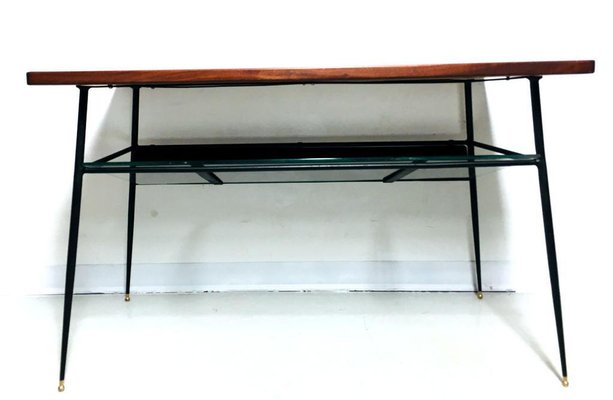 Mid-Century Coffee Table with Magazine Rack, Italy, 1950s-FQG-1742711