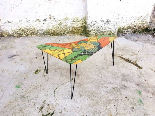 Mid-Century Coffee Table with Picasso Guitar Painting, 1960s-PUG-834157