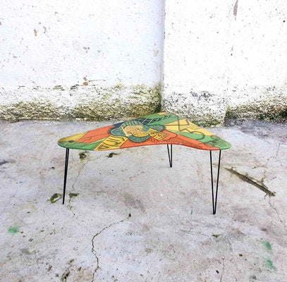 Mid-Century Coffee Table with Picasso Guitar Painting, 1960s-PUG-834157