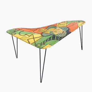 Mid-Century Coffee Table with Picasso Guitar Painting, 1960s-PUG-834157