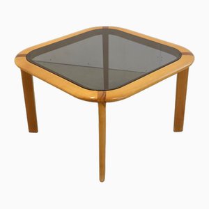 Mid-Century Coffee Table with Smoked Glass Top-FYZ-1704395