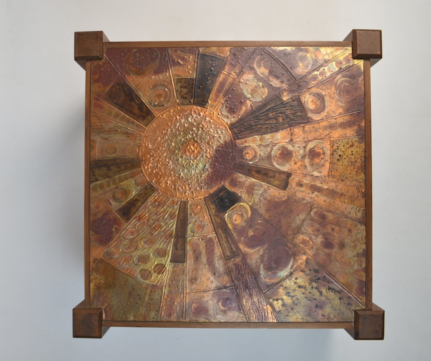 Mid-Century Coffee Table with Worked Copper Top