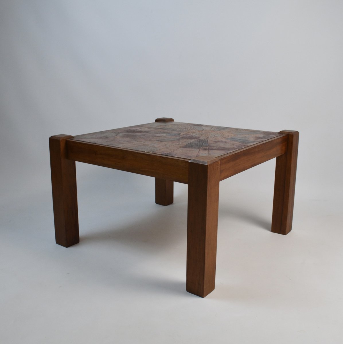 Mid-Century Coffee Table with Worked Copper Top