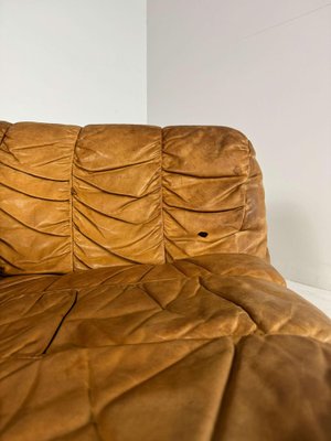 Mid-Century Cognac Leather Lounge Sofa in Oak, 1970s-GNW-1765773