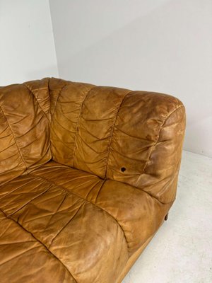 Mid-Century Cognac Leather Lounge Sofa in Oak, 1970s-GNW-1765773