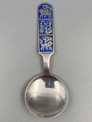 Mid-Century Collectors Spoon in Sterling Silver with Enamel Work by David Anderson, Norway-CZ-1794559