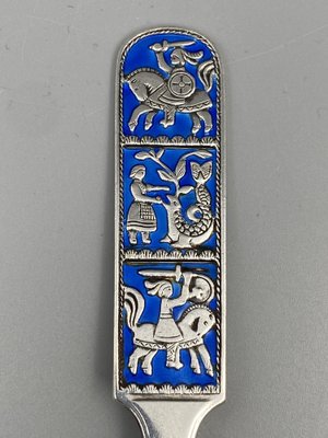 Mid-Century Collectors Spoon in Sterling Silver with Enamel Work by David Anderson, Norway-CZ-1794559