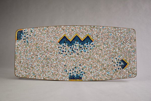 Mid-Century Colorful Mosaic and Brass Coffee Table by Berthold Müller-IEI-1065001