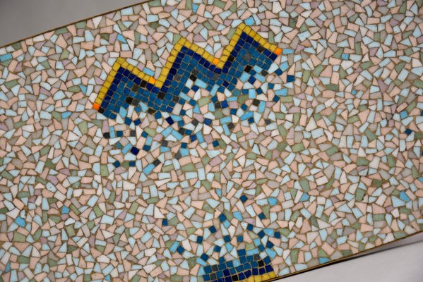 Mid-Century Colorful Mosaic and Brass Coffee Table by Berthold Müller-IEI-1065001