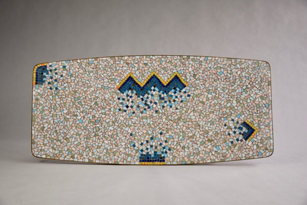 Mid-Century Colorful Mosaic and Brass Coffee Table by Berthold Müller-IEI-1065001