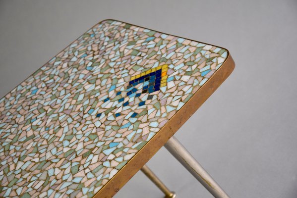 Mid-Century Colorful Mosaic and Brass Coffee Table by Berthold Müller-IEI-1065001