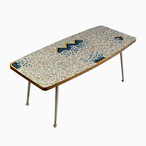 Mid-Century Colorful Mosaic and Brass Coffee Table by Berthold Müller-IEI-1065001