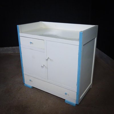 Mid-Century Commode in White & Blue, 1950s-IA-1412487