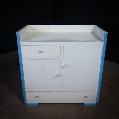 Mid-Century Commode in White & Blue, 1950s-IA-1412487