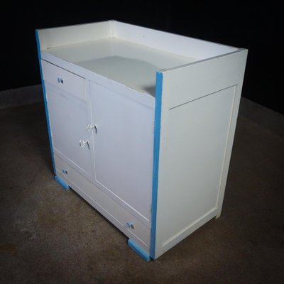 Mid-Century Commode in White & Blue, 1950s-IA-1412487