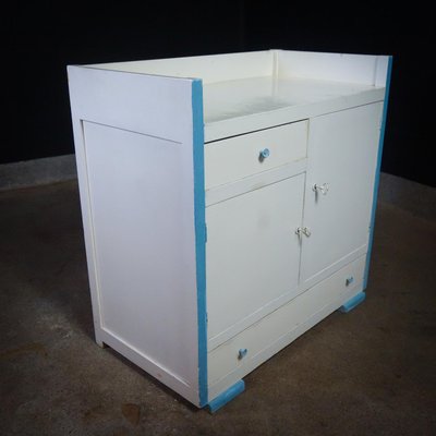 Mid-Century Commode in White & Blue, 1950s-IA-1412487