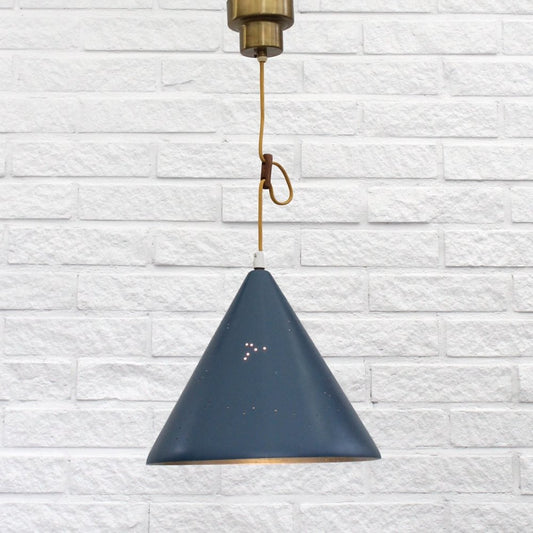 Mid-Century Cone-Shaped Pendant Lamp with Intricate Star Constellations, Sweden, 1950s