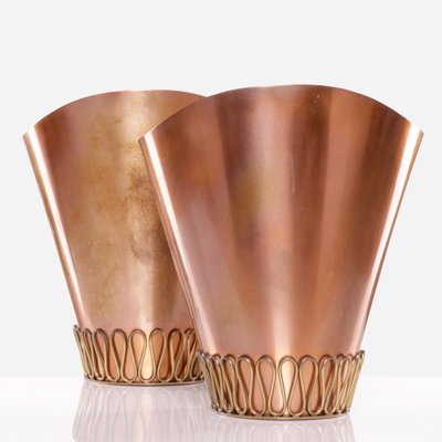 Mid-Century Conical Wall Lights in Copper, 1960s, Set of 2-QBR-999197