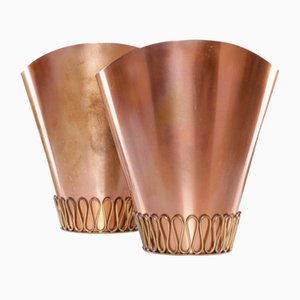 Mid-Century Conical Wall Lights in Copper, 1960s, Set of 2-QBR-999197